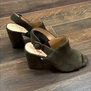 Sole Society Olive Suede Block Heels